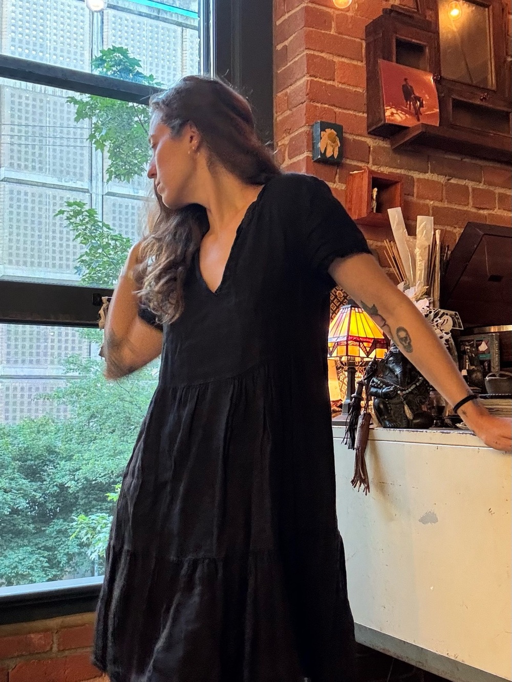 Black linen Francesca Bettini dress